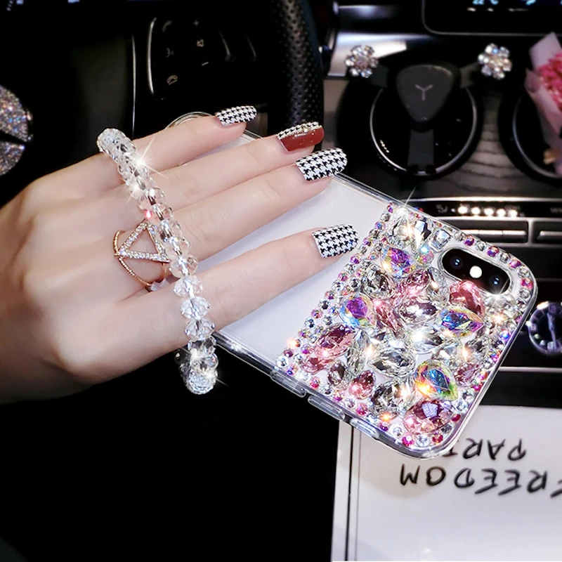 

Colorful crystal strap phone case for iPhone 6 6s 7 8 plus X XS max XR for Samsung galaxy s6 s7 edge s8 s9 s10 plus note 8 9