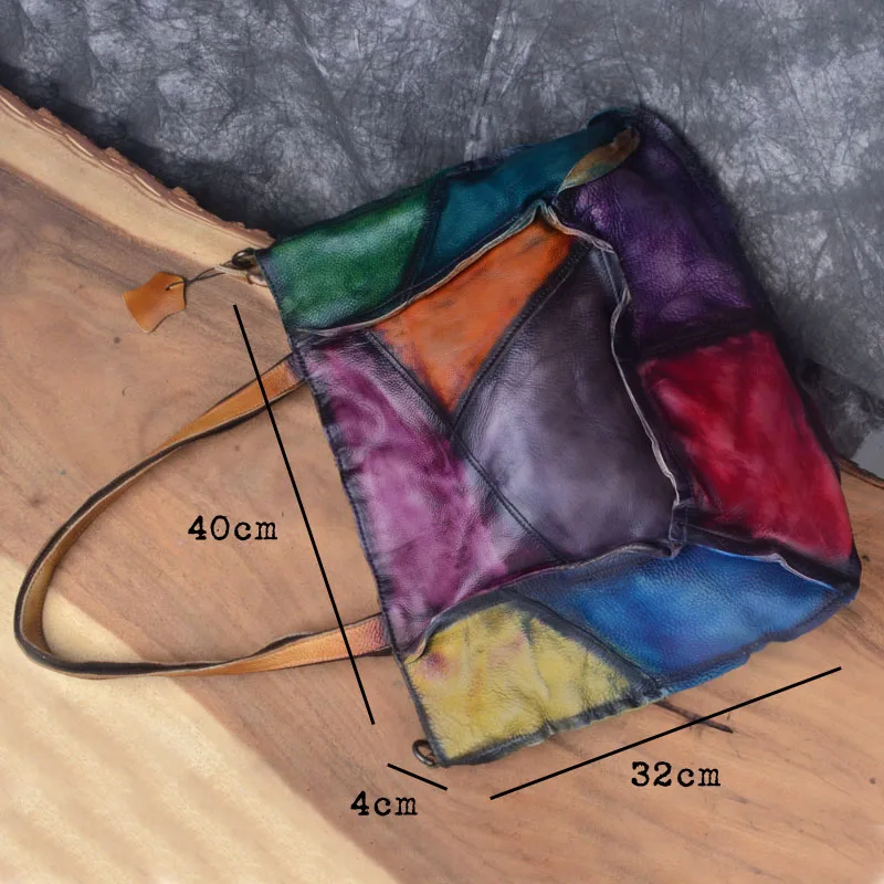 AETOO Leather handbags new top layer leather color retro irregular stitching simple casual slung shoulder bag