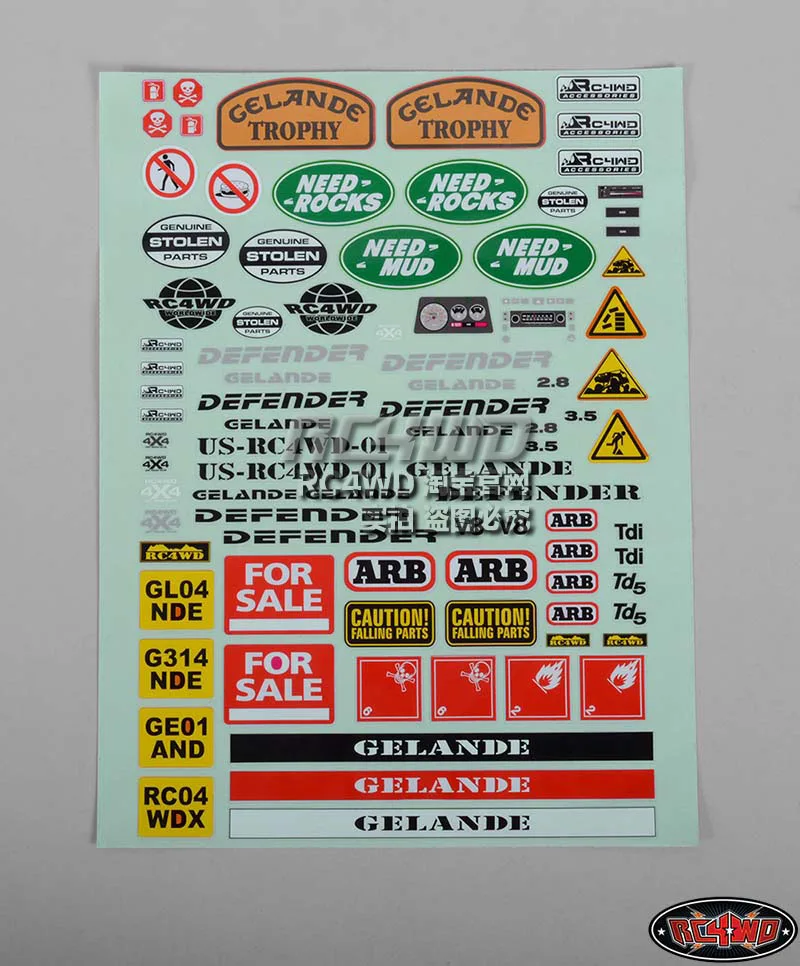 Геланда наклейка лист стикеры для 1/10 RC Cralwer Tamiya RC8WD YJ Wranger Hilux осевой SCX10 TF2 D90 D110 TRX4 JRAXXAS RC PG4 SR4