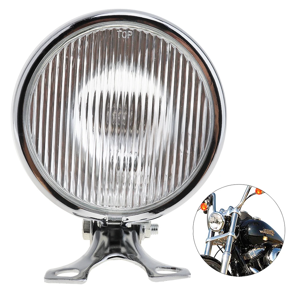 

Universal Retro Metal Motorcycle Headlight Round 5 Inch 35W 12V with Holder for Halley / Suzuki High Quality