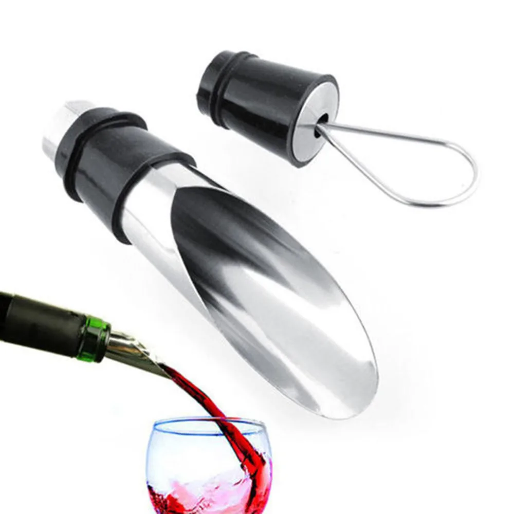 

2 pcs/set Wine Pourers Wine Stoppers Wine Funnel Bottle Pourer Dumping Plug Bar Tools Rolhas dos vinhos Stainless Steel