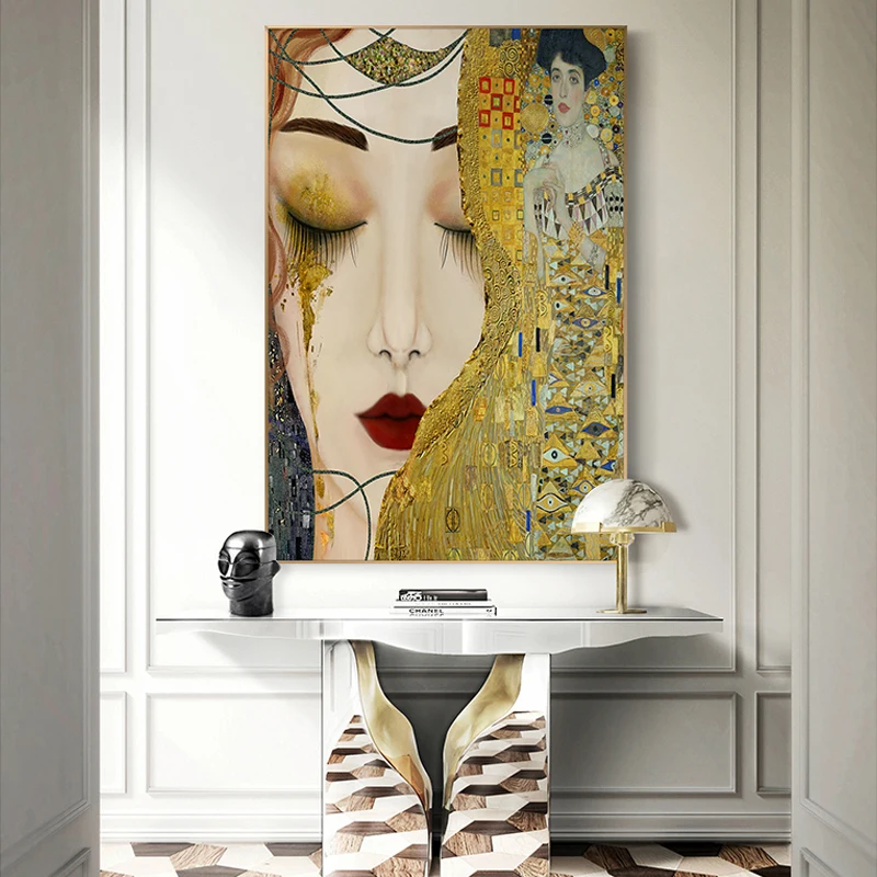 

Abstract Blonde Girl Canvas Art Creative Famous Painting Unique Art Wall Picture for Living Room Bedroom Figure Poster and Print
