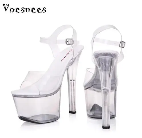 online Sandálias Plataforma mulheres modelo T stage mostra sexy salto alto sapatos sandálias Além de 15 cm alta transparente à prova d água tamanho 34 44