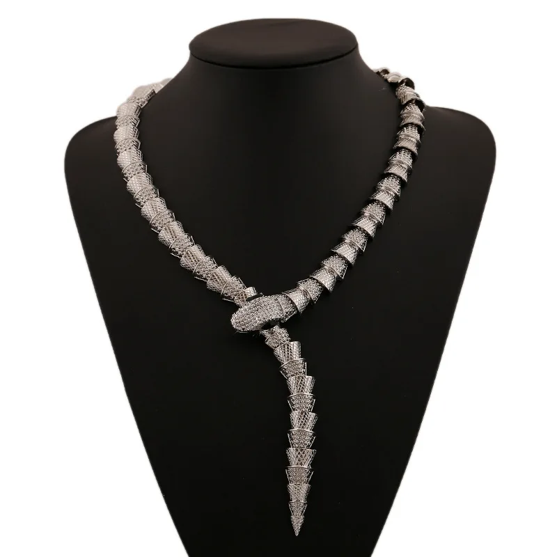 LZHLQ винтажное стимпанк ожерелье-чокер в виде змеи женское ожерелье 2 цвета ожерелья из сплава цинка кулоны трендовые колье - Окраска металла: Ancient silver