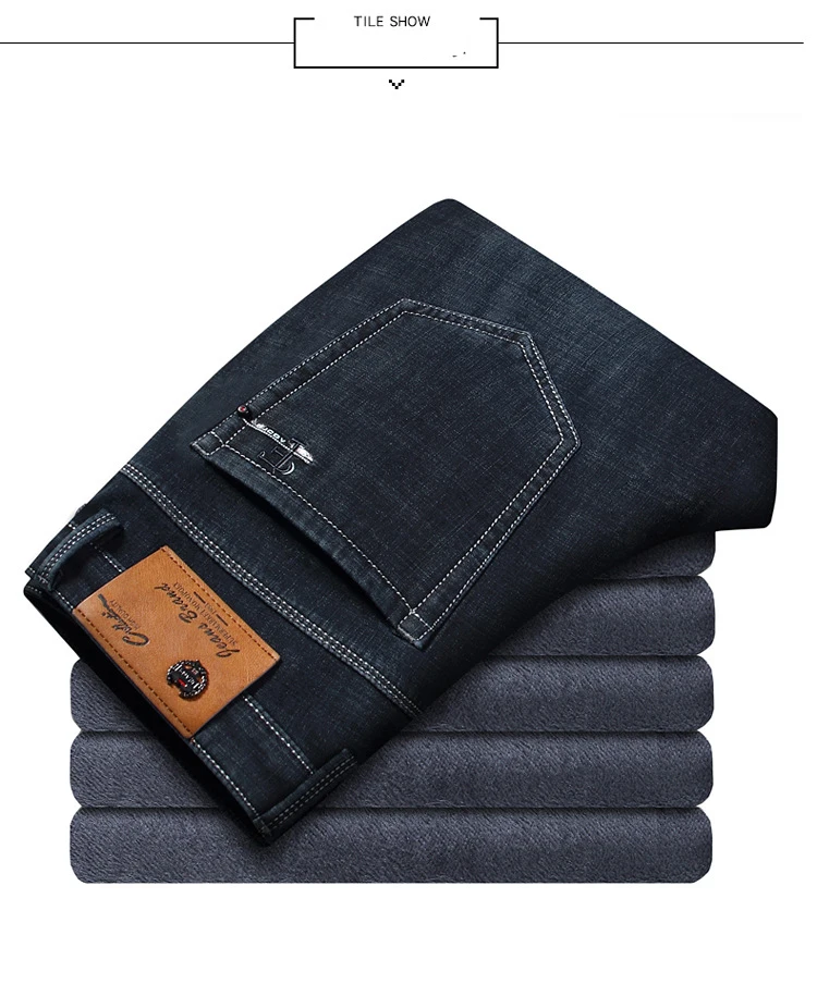 2019 теплые зимние джинсы для женщин деним джинсы мужские Slim Fit плюс размеры до 38 Mid смягчитель прямо флис Smart повседневное однотонные