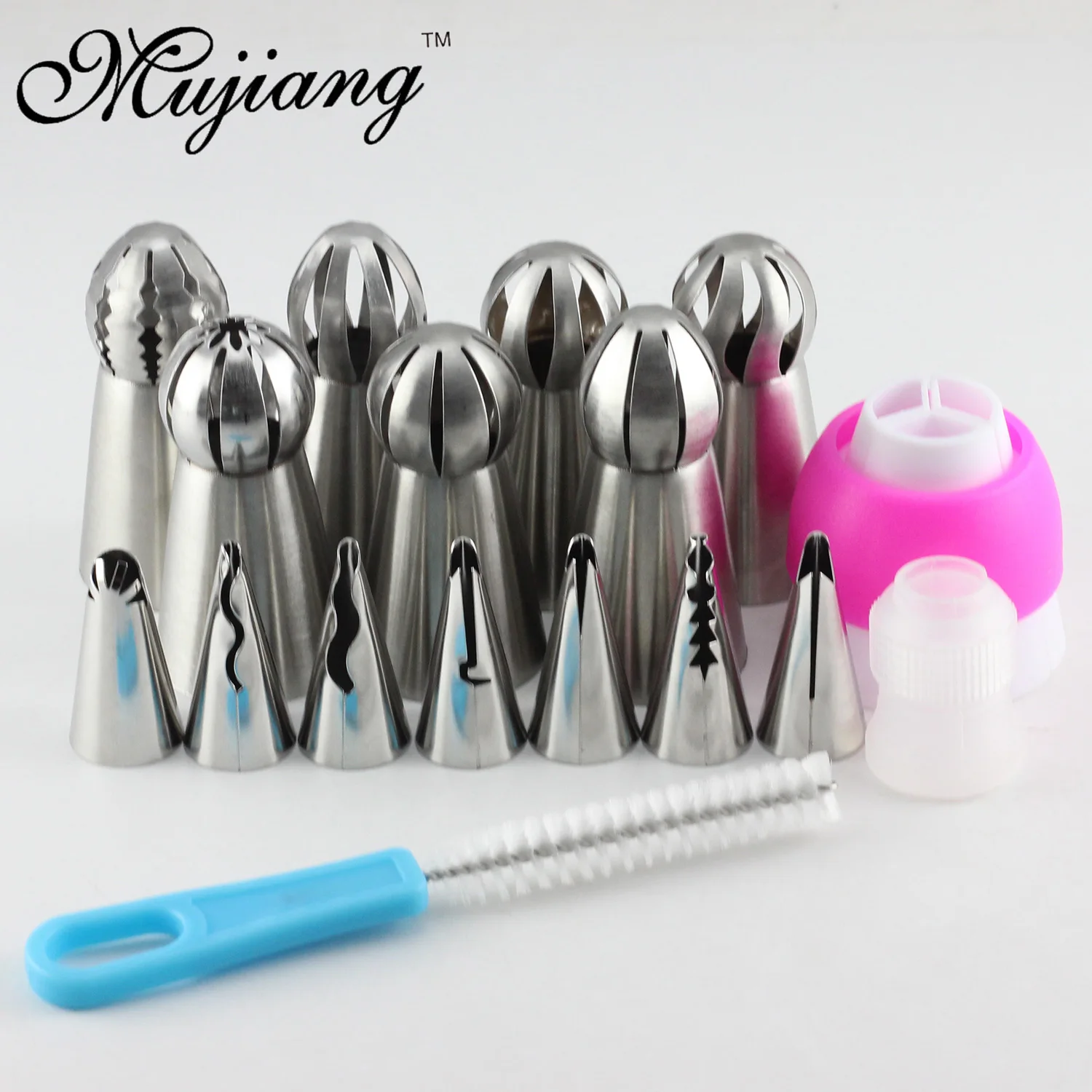 

Mujiang 17Pcs Russian Spherical Ball Icing Piping Nozzles Korean Style Pastry Tips Stainless Steel Cake Dessert Decorating Tools