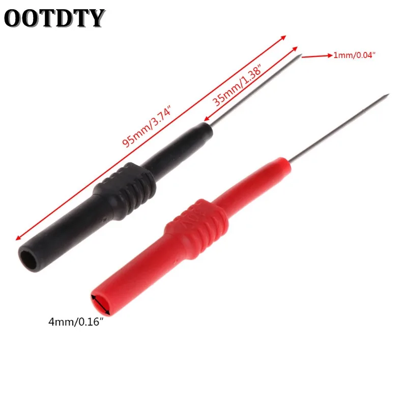 OOTDTY 2 шт. Тестовые провода Pin L95mm пружинный тестовый зонд Советы изолированный тестовый крюк провода разъем для мультиметра иглы из нержавеющей стали