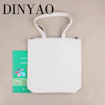 

44*13*39cm 12oz Cotton Canvas Natural Eco-friendly Storage Shopping Book Tote Bag Handbag Custom Logo Zipper Bag