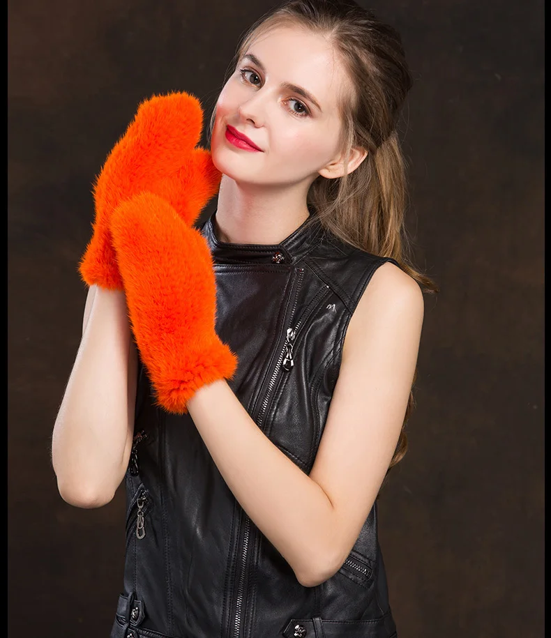 Winter Gloves Women Real Mink Fur Gloves With Rope Gloves Mittens Female Knitted Nutural Fur Gloves Warm New (12)