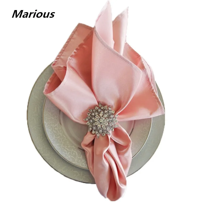 

Marious 20" Square 100pcs Blush pink Napkin Handkerchief cloth satin napkins Wedding Party dinner napkin Free Shipping