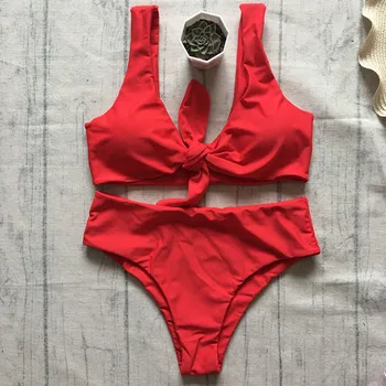 

2018 New Bowknot High Waist Bikini Set Swimsuit Bathing Suit For Women Swimswear