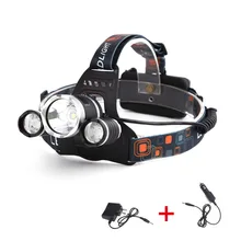 High Quality T6+R2 Headlamp LED Headlight Head Lamp lighting Light Flashlight Torch Lantern Fishing+18650 battery+Car AC Charger