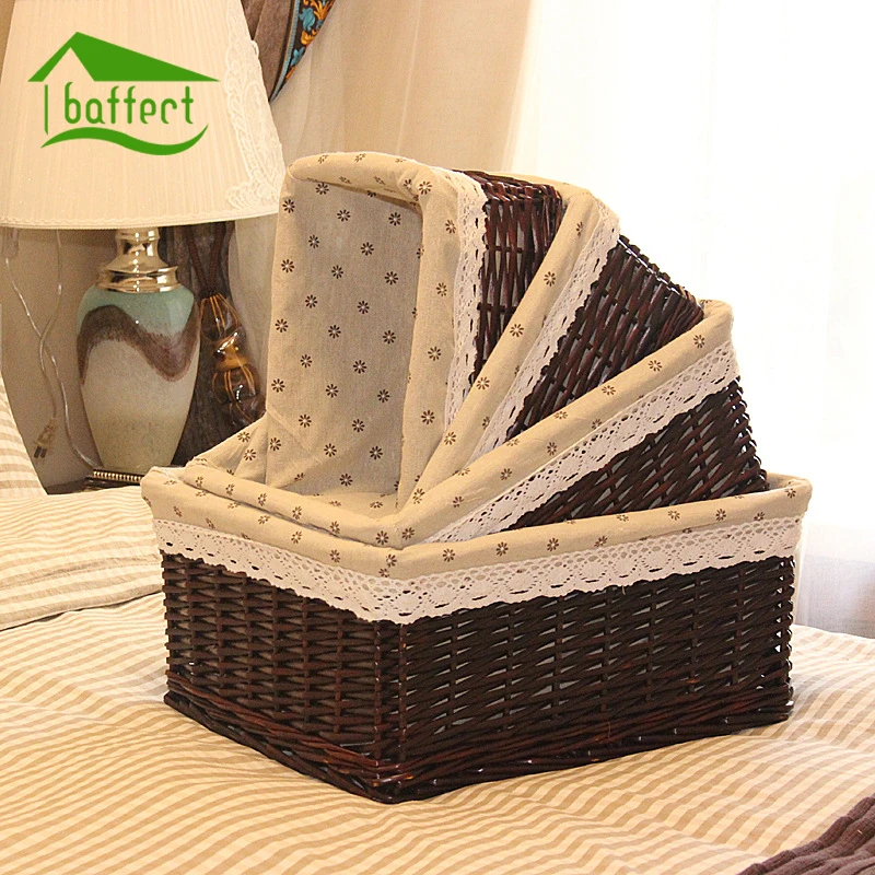  New Bamboo Weaving Storage Basket Fruit Picnic Basket Rattan Storage Box For Cosmetics Snacks Tea B