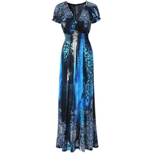 Robe longue femme ete 2017 Léopard D’été Plage Robe Col En V Manches courtes Parole Longueur Grande Taille 6XL Robe Longue Maxi Robe