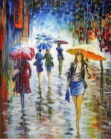 Pedestrians in the rain DIY Painting By Numbers Home Art Wall Figure Pictures For Living Room Modern Decoration Picture Artwork