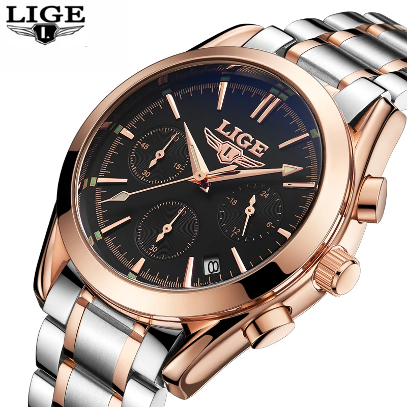 

Relogio Masculino LIGE Mens Watches Top Brand Luxury Men's Military Waterproof Sports Watch Men's Stainless Steel Quartz Clock