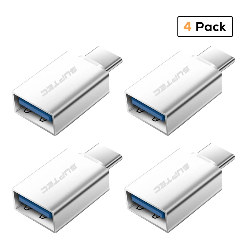 SUPTEC usb type C OTG адаптер USB C на USB 3,0 OTG type-C конвертер для Macbook samsung S9 S8 huawei mate 20 P20 USB-C разъем - Цвет: 4 Pack Silver