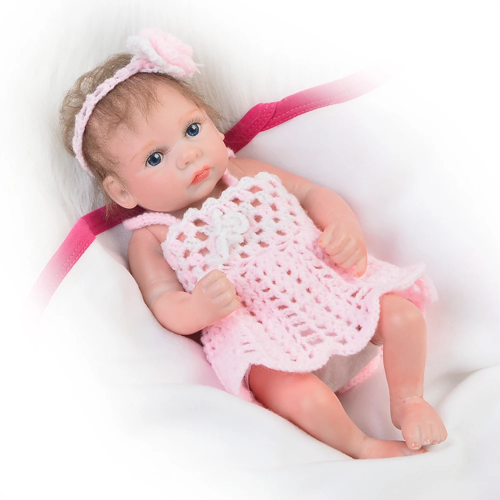 

KEIUMI 11Inch 27cm Babies Girl Reborn Baby Dolls Full Body Silicone Lifelike Mini Reborn Toy Toddler Playmate Kids Birthday Gift