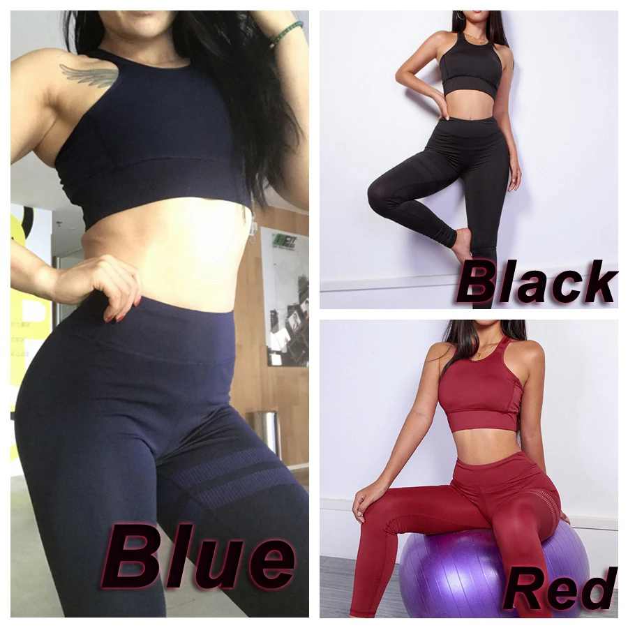 BESGO Yoga Set Women Gym Clothing Women Sports Suit Gym Set Sports Bra Push Up Leggings Fitness Workout Set Women's Tracksuit