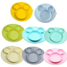 Plato de silicona para bebés, platos tipo tazón de alimentación de bebé, Bol de silicona para bebés, platos de gel de sílice, vajilla para niños