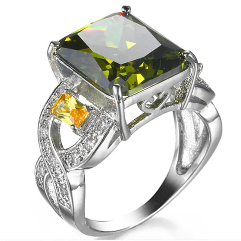 

olive green zircon rings wedding ring elegant ring