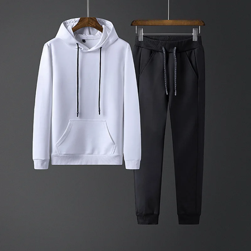 

Men Sets Causal Hoodies Two Pieces Clothing Men Brand Letter Print Hooded Pullover Hoodies Sweatshirt Slim Fit Sportswear Men
