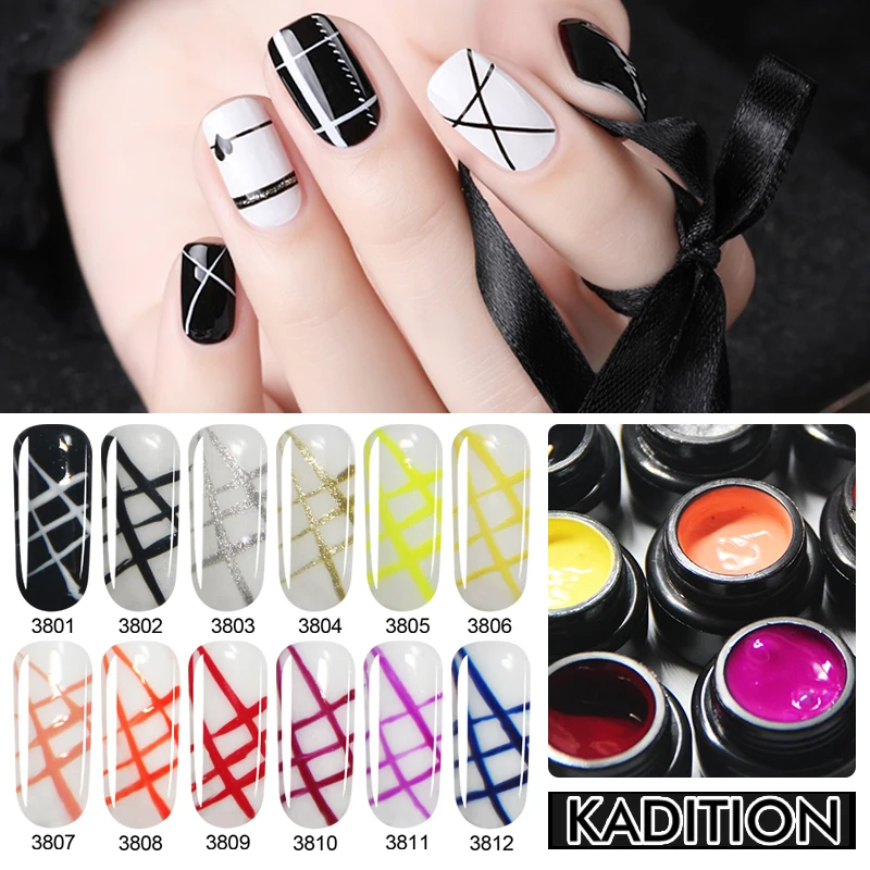 

5ml Painted Glue Wire Drawing Nail Gel Lacquer 12 Colors Painting Gel Varnish Nail Art Pulling Silk Spider Creative Gel Polishh
