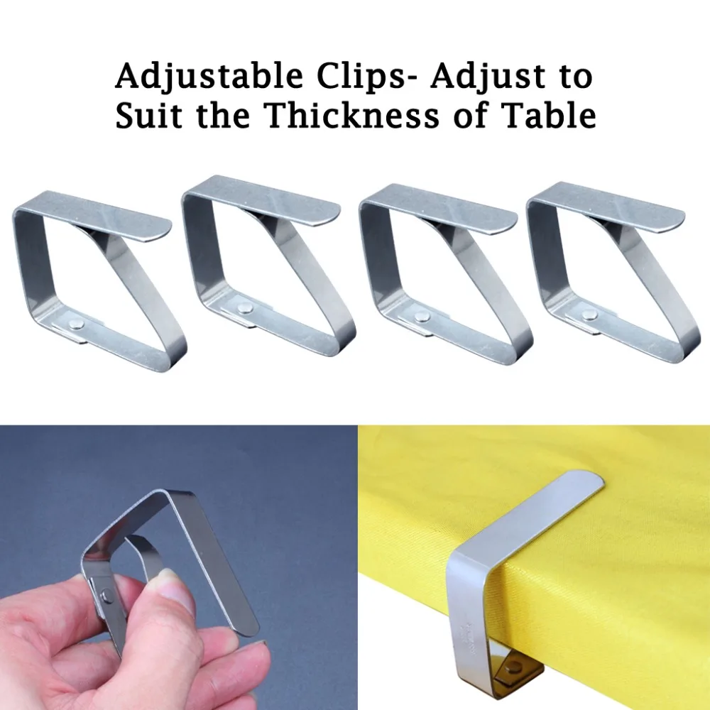 

2 X Sets of 8 Tablecloth Clips Stainless Steel Table Cover Clamps Table Cloth Holders Adjustable