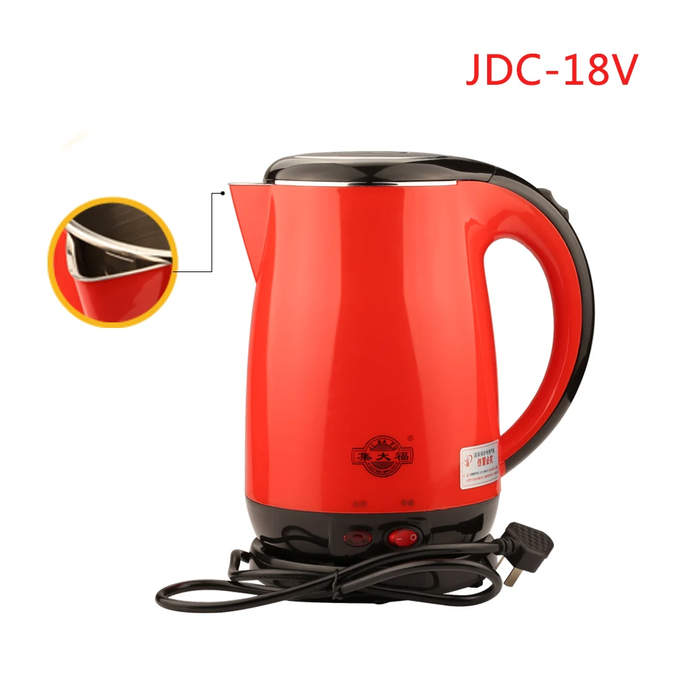 JDC 18V Red Stainless Steel Electric Kettle With Auto Off Function