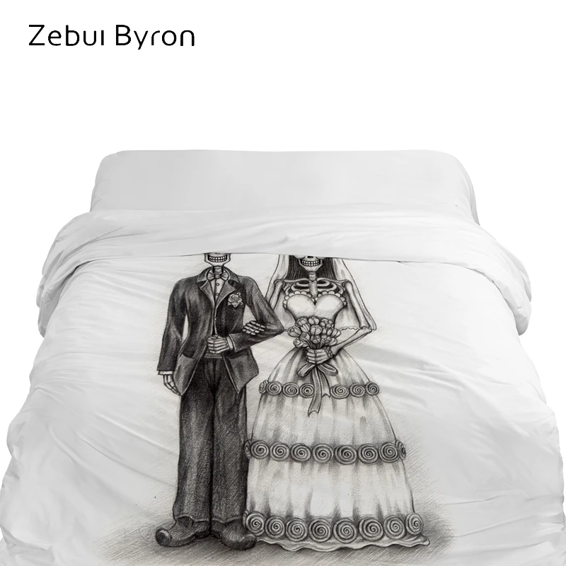 

1PCS 3D Duvet Cover 220x240/150,HD Printing Quilt/Blanet Cover,pencil drawing Skull Wedding Bedding King/Queen Drop Ship