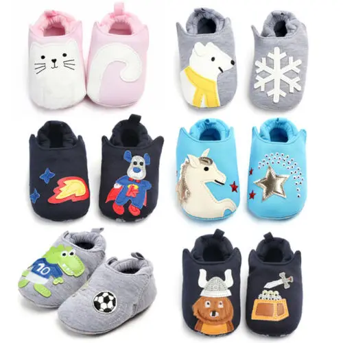 

US STOCK Cartoon Newborn Kids Baby Girls Boys Anti-Slip Warm Socks Slipper Shoes Boots First Walkers Cartoon Cute Sweet Shoes