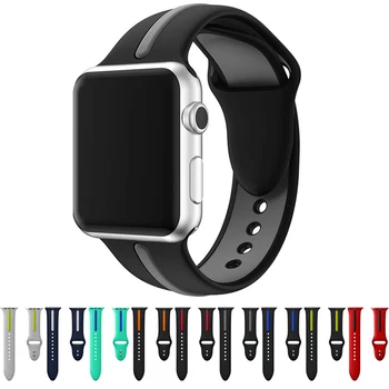 

Sports Soft Silicone Band For Apple Watch 38/42/40/44mm Colorful Rubber Bracelet Replacement Wristband For IWatch Series 1/2/3/4