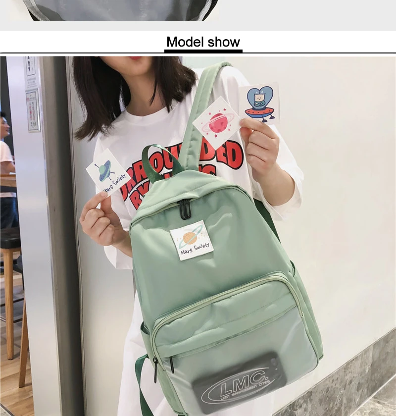 DCIMOR Waterproof nylon Women Backpack Female Transparent Front-pocket Travel Backpack Detachable student schoolbag book Mochila