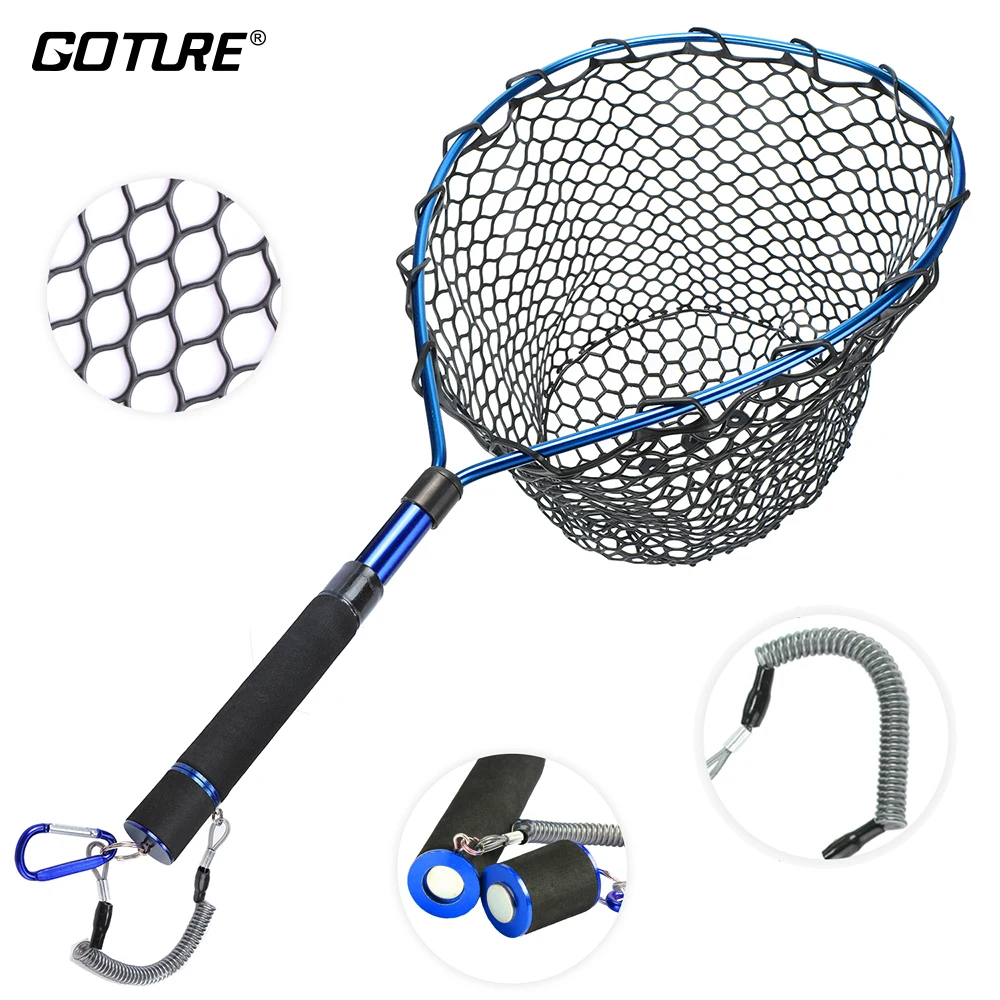 Goture Fishing Landing Net with Clip Lanyard Aluminum Alloy