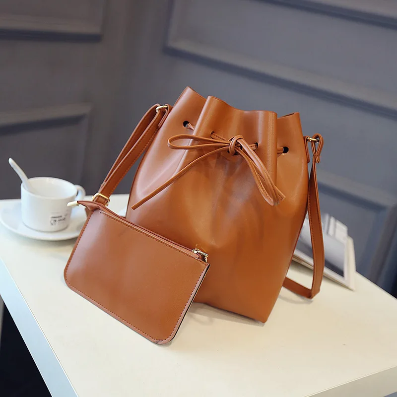 Fashion Women Bucket Bag Pu Leather Shoulder Messenger Cross Body