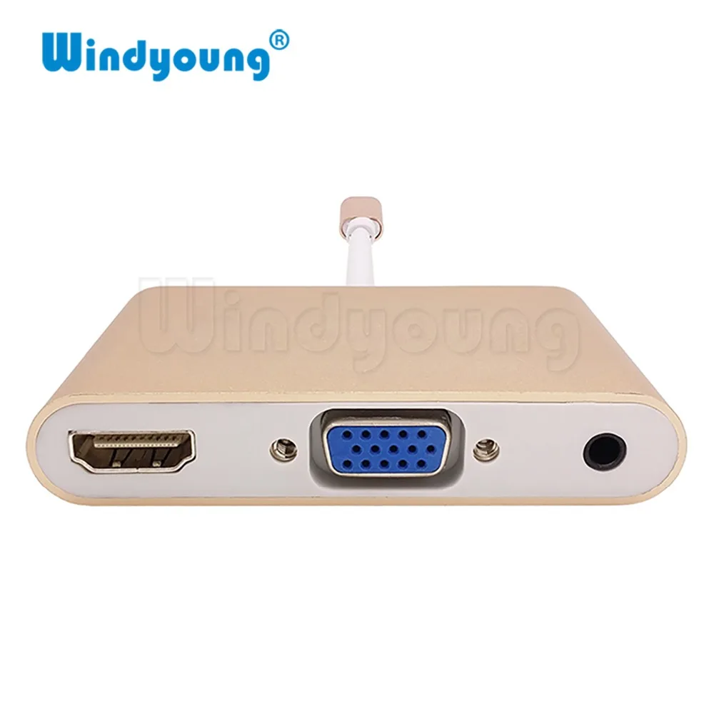 USB C Type к HDMI VGA 3 5 мм аудио адаптер в 1 кабель конвертера для ноутбука Macbook Google Chromebook