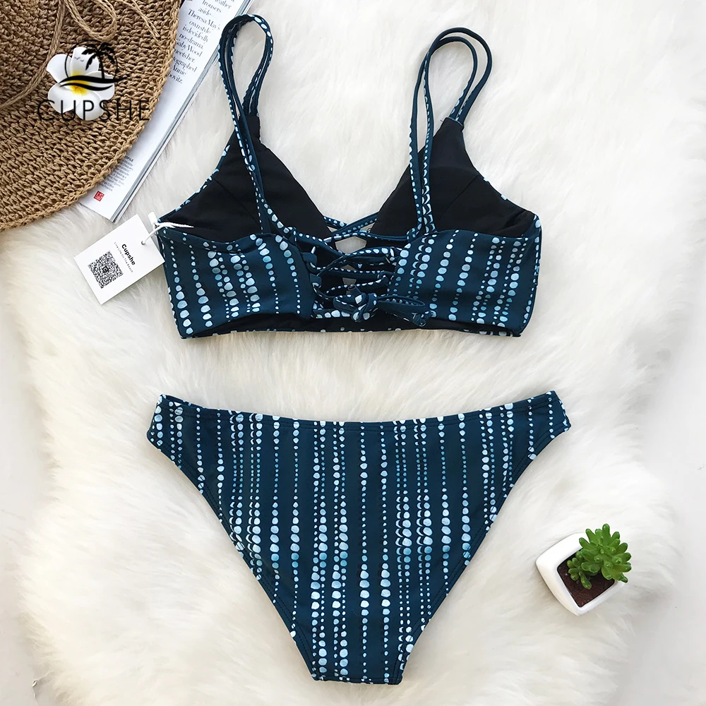 Preise CUPSHE Traum Raum Bikini Set Frauen Lace Up Kreuz Tanga Dreieck Bikini Bademode 2020 Strand Badeanzug Badeanzug