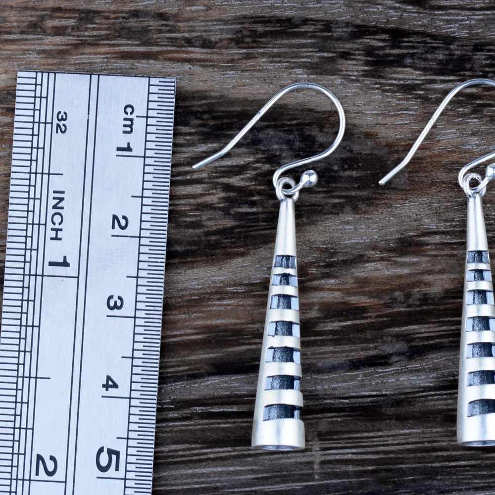 Mythic Age Real 925 Sterling Silver Vintage Small Cone Drop Dangle Earrings Jewelry Gift for Woman Girl Fine Jewelry