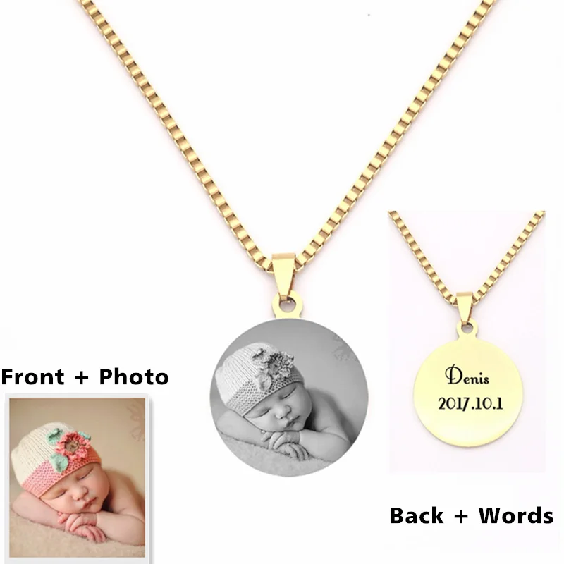 Персонализированные Выгравированные кулон фото на заказ ожерелье фото вашего ребенка мама папа любимый подарок может дропшиппинг