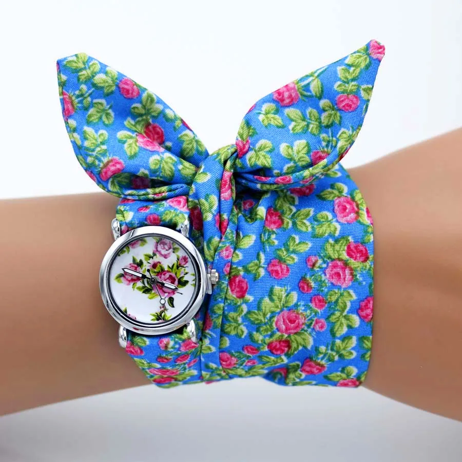 Shsby дизайн дамы цветок ткань наручные часы Мода женское платье часы высокое качество ткань часы милые девушки браслет часы
