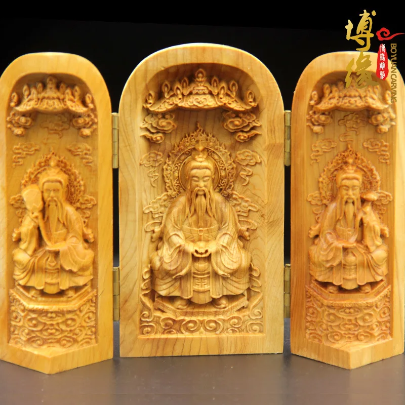 

Exquisite wood carvings india style Trinity Western Goddess Buddha Ornament cedar Carving Guanyin statue vintage home decor