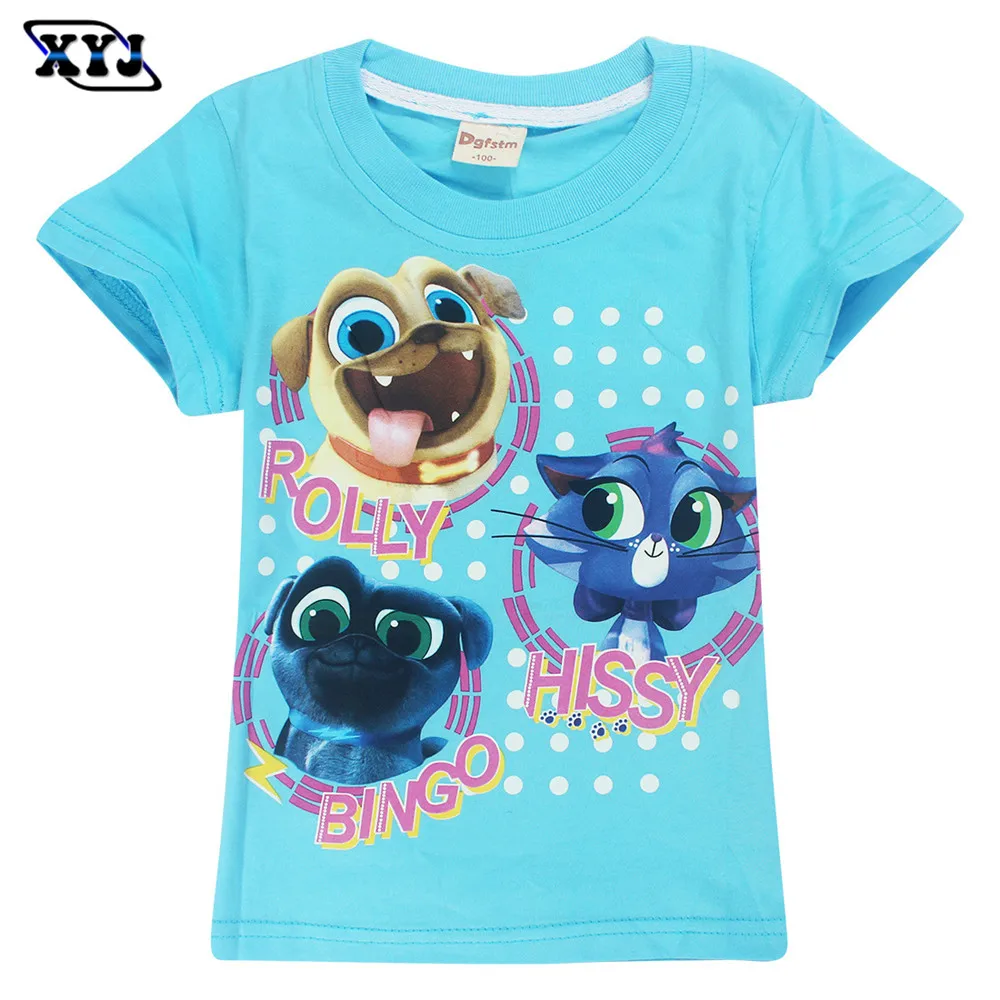 2018 Summer Puppy Dog Pals T shirt For Girls Animal Printed Cotton Tee