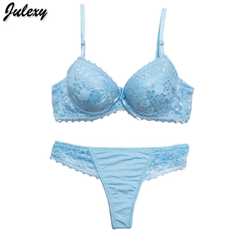 Julexy Sexy G String Small Size Women Bra Sets Luxury AB Cup Underwear Panty Set Solid Push Up