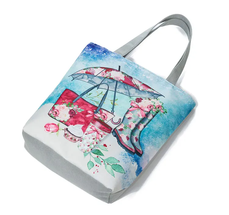 Miyahouse цветочно-зонт с принтом женские сумки через плечо из парусины летние цветные пляжные маленькая сумочка для девушек Повседневное Сумка-тоут Сумки из натуральной кожи Для женщин