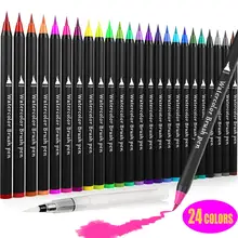 24/48 цветов, акварельная кисть, ручка, мягкий тонкий кончик, маркеры, ручки, кисть для рисования эскизов, манга, комический почерк