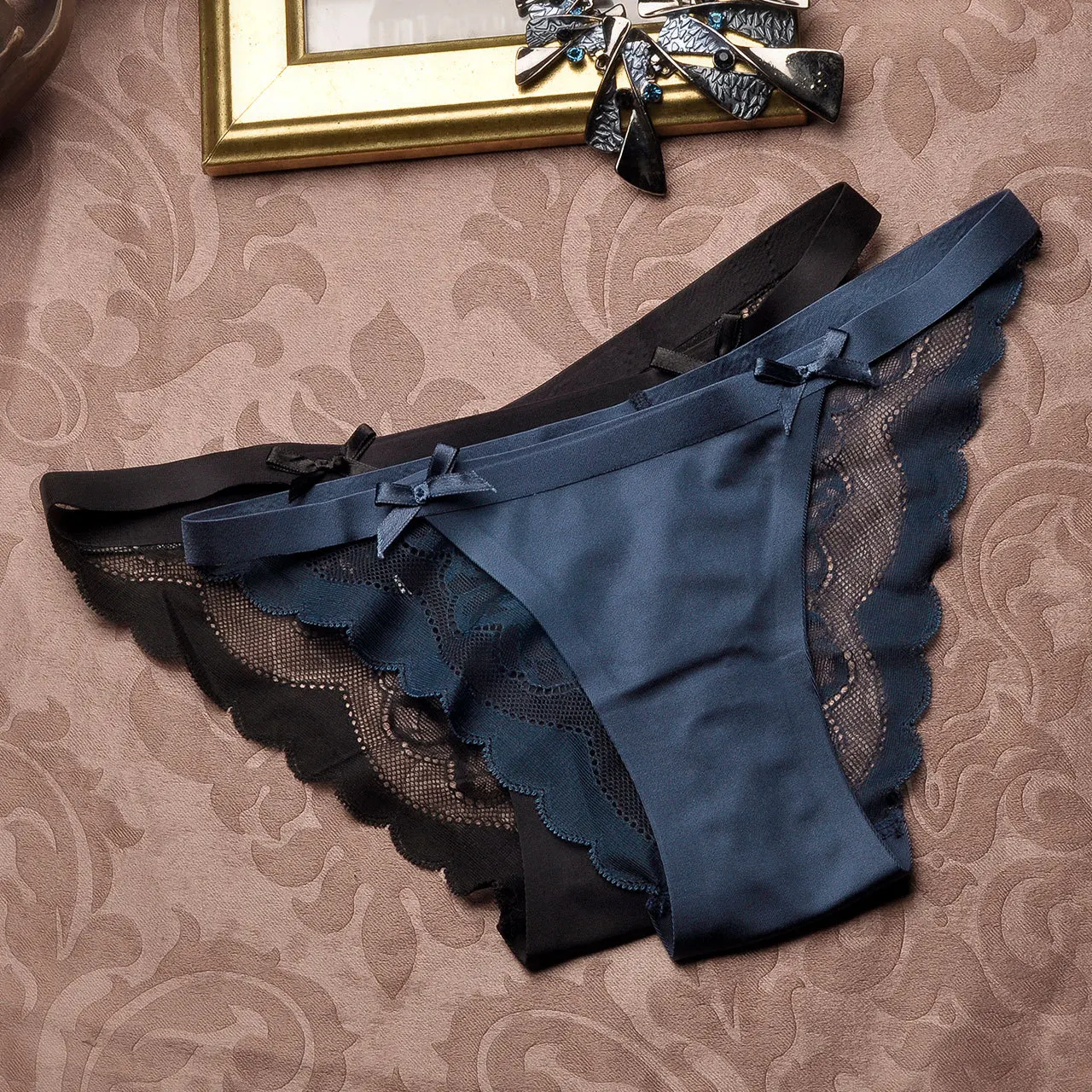 

Women's Sexy Lace Panties Seamless Cotton Breathable Panty Hollow Briefs Girl Underwear G-strings