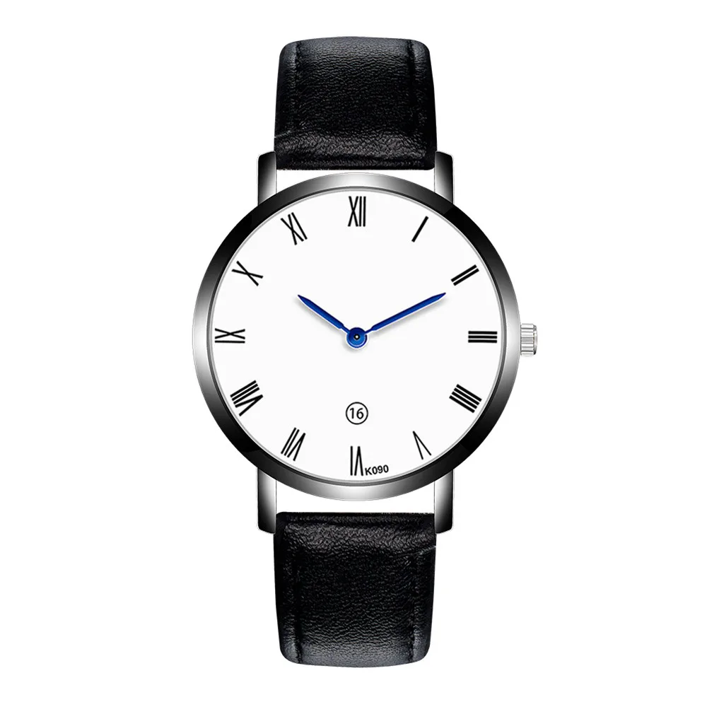 Новые мужские кварцевые часы модный дизайн кожаный ремешок аналог, кварцевый сплав наручные часы для подарка Горячая дропшиппинг 0807