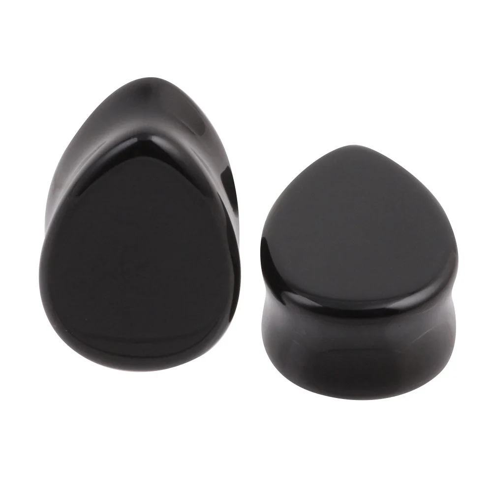 2pcs Fashion Stone Teardrop Ear Plugs Tunnel Piercings Plugs Earring
