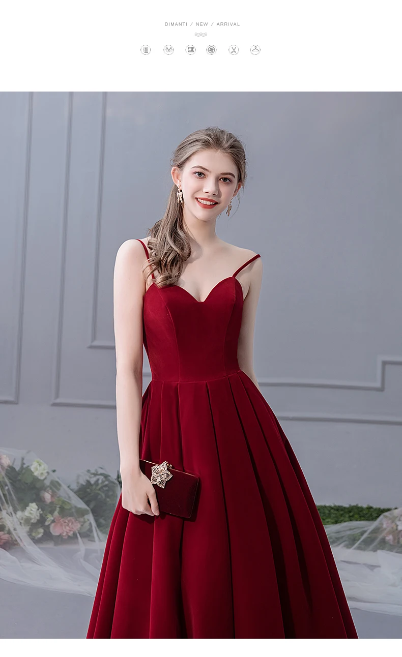 Weiyin Элегантный цвета красного вина Длинные платья Вечерние Формальное вечернее платье для женщин милая велюр довольно дешевые леди