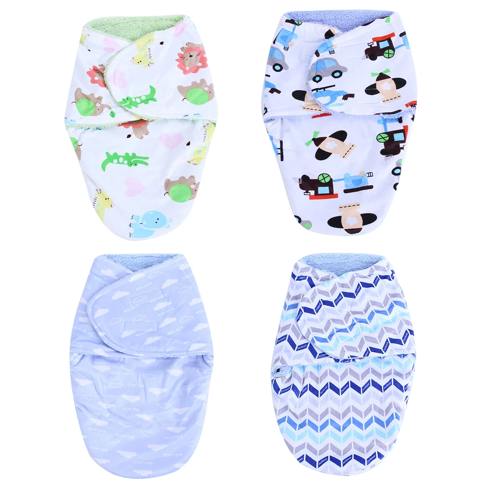Cute Baby Sleeping Bag Infant Toddlers Double Layer Short Plush Swaddle Wrap Soft Envelope Bedding Quilt Newborn Baby Blankets